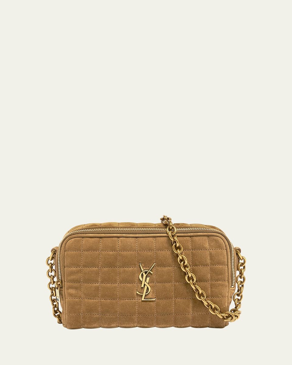 Mini YSL Camera Crossbody Bag in Quilted Suede